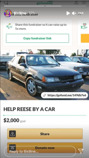 6ix9ine gofundme per Lil Reese